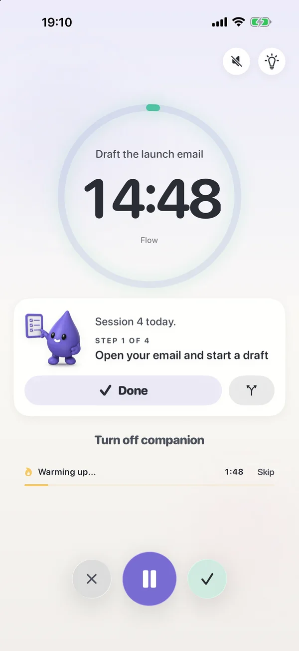 Co-Focus in FocusDrop 1.8: Drop beside you with his own checklist during a session.